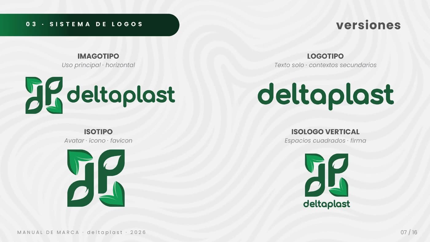 Sistema de logos del manual de marca de Delta Plast
